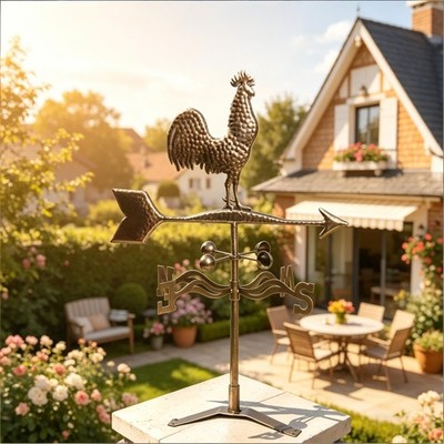 Rooster Weathervane Roof Mount Wind Direction Indicator Metal