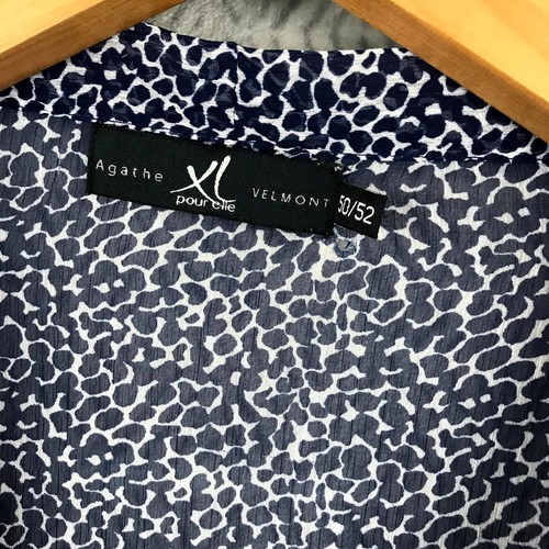 Agathe Velmont Chemisier Femme 50/52 Bleu/Blanc Imprimé Animal Voile Boutons - Imagen 6 de 8