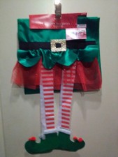 Happy Holiday 2 ELF Green Red Chair Covers Only w/Legs Design.