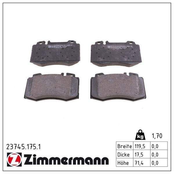 Zimmermann 23745.175.1 Bremsbelagsatz, Scheibenbremse-image