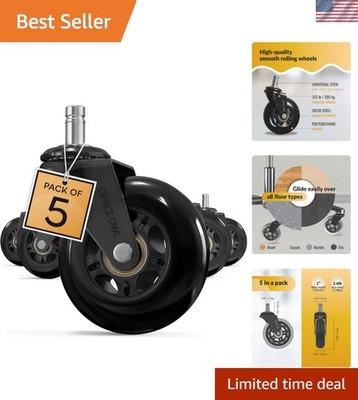 Rollerblade Office Chair Wheels, Set of 5 Replacement Casters for Desk and Ga...