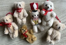 Lot Vintage Teddy Bear Christmas Ornaments Miniature Plush Jointed Poseable