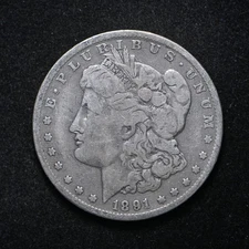 1891-O Vam 1-A E on Rev Morgan Silver Dollar (cn15819)