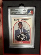 NBA Hoops 1989-90 David Robinson #138 Game Used NBA Logo Jersey Fusion Spurs BGS