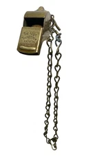Vintage Brass Whistle And Chain Acme Thunderer Made In England
