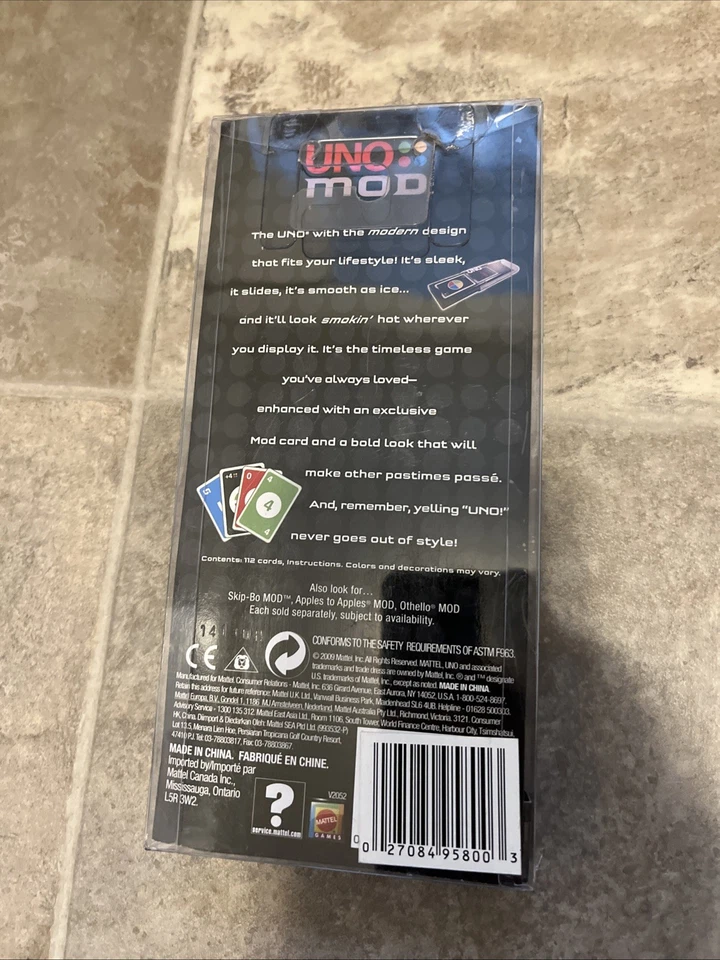 UNO MOD Card Game By Mattel Black Case - Rare - 2009 - New Sealed Package!! - Image 2 of 2