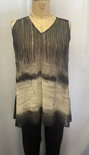 Pas de Calais  Sleeveless  Tunic Top  Black Textured Polyester  Size 34/XS