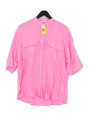 B.Young Damen Shirt UK 6 Rosa Viskose mit Nylon Kurzarm Rundhals Basic