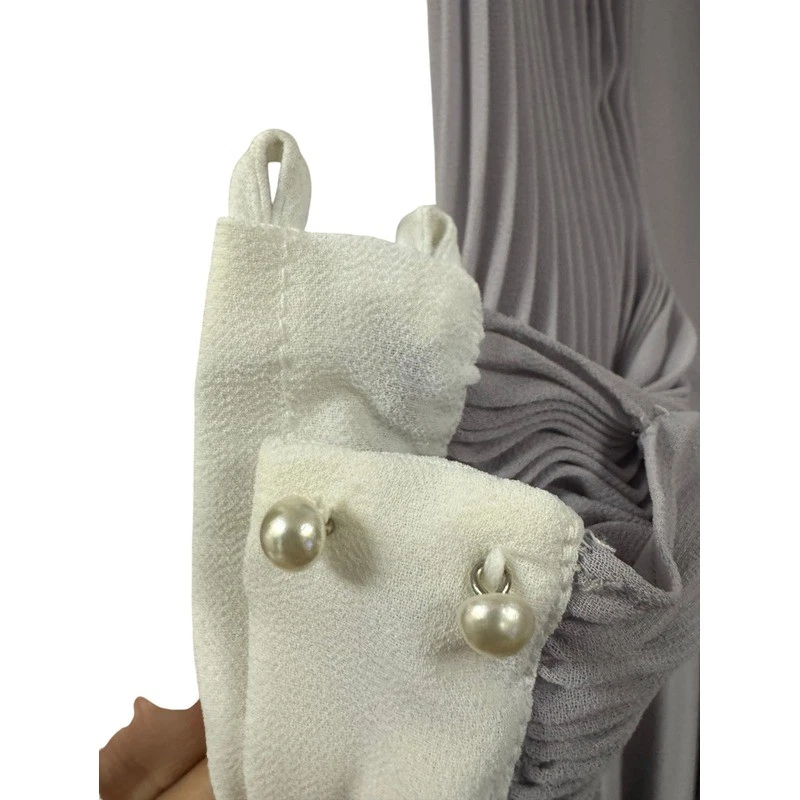 Vintage Casadei Pleated gray Dress Mid-Length Button-up Size 12 academia - Image 4 of 4