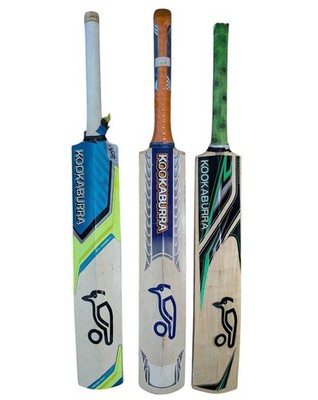 Lot of 3 Kookaburra Kahuna English Willow Cricket Bats Ice Sub Zero & Verve 1000