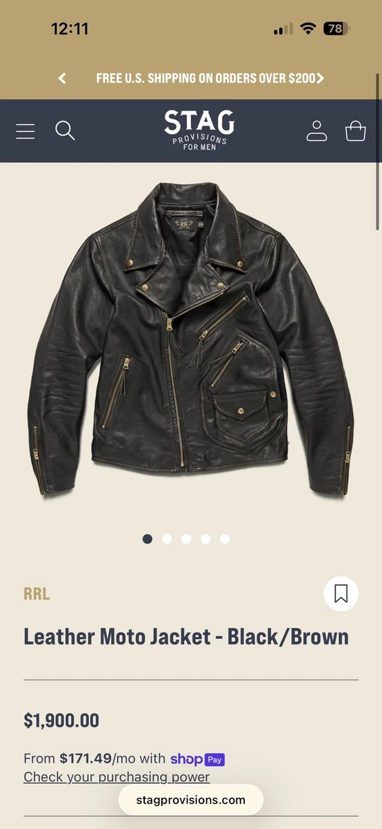 RRL Black Leather Outer Shell Coats, Jackets & Vests for Men for