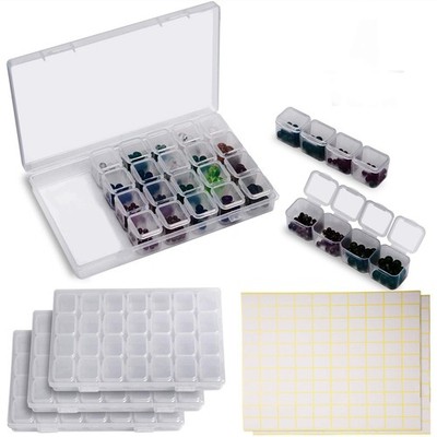 4 Pack 28 Grids Diamond Paint Storage Boxes, 112 Slots Plastic Bead Organizer...