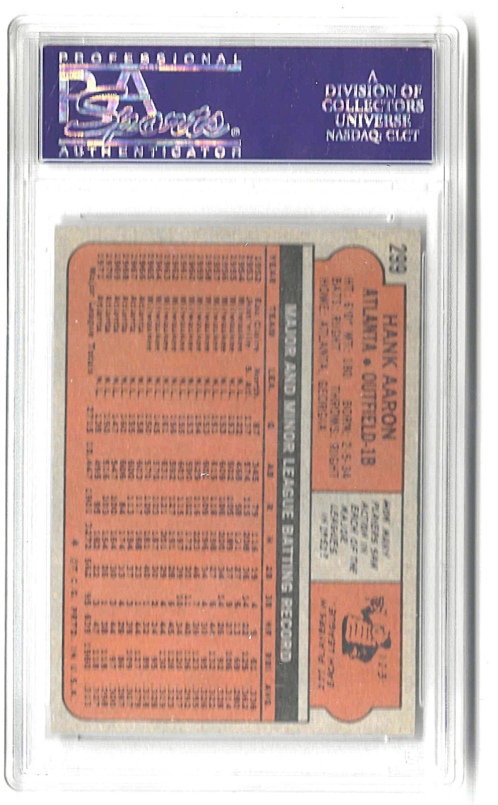 1972 Topps #299 Hank Aaron HOF - PSA 4 view 2
