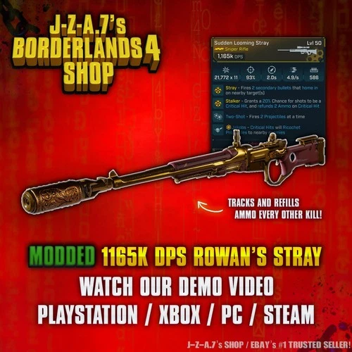 Borderlands 4✨ MODDED 1165K DPS GOLDEN ROWAN'S STRAY SNIPER BL4✅PC-PS-XBOX✨