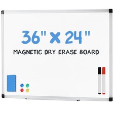 White Board, 36" x 24" Magnetic Dry Erase Board for Wall with 1 Dry Eraser ...