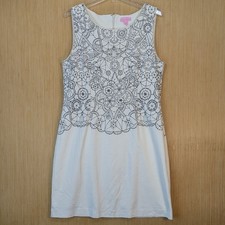 Lilly Pulitzer White Black Lace Sheath Dress XL Preppy Classic Garden Party