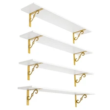 Long Wall Shelves, 39.4" Large Floating Shelves Set of 4, Farmhouse Display S...