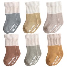 6 Pack Baby Socks Aniti Slip Non Skid Unisex Boy Girls Knee High Stocking Gif...