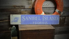 Custom Sanibel Island Beach Sign - Rustic Hand Made Vintage Wooden