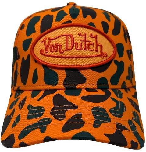 Von Dutch Knit Beanie Hat Cap - Orange w/ Red & White  display picture 1