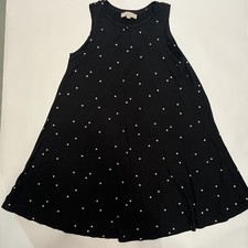 LOFT Women's Black & White Polka Dot A-line Shift Dress Sleeveless Size Small