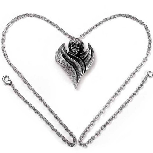 Darken Heart Locket Pendant Necklaces Boxed, Gothic Love, Bat, Alchemy England - Picture 4 of 8