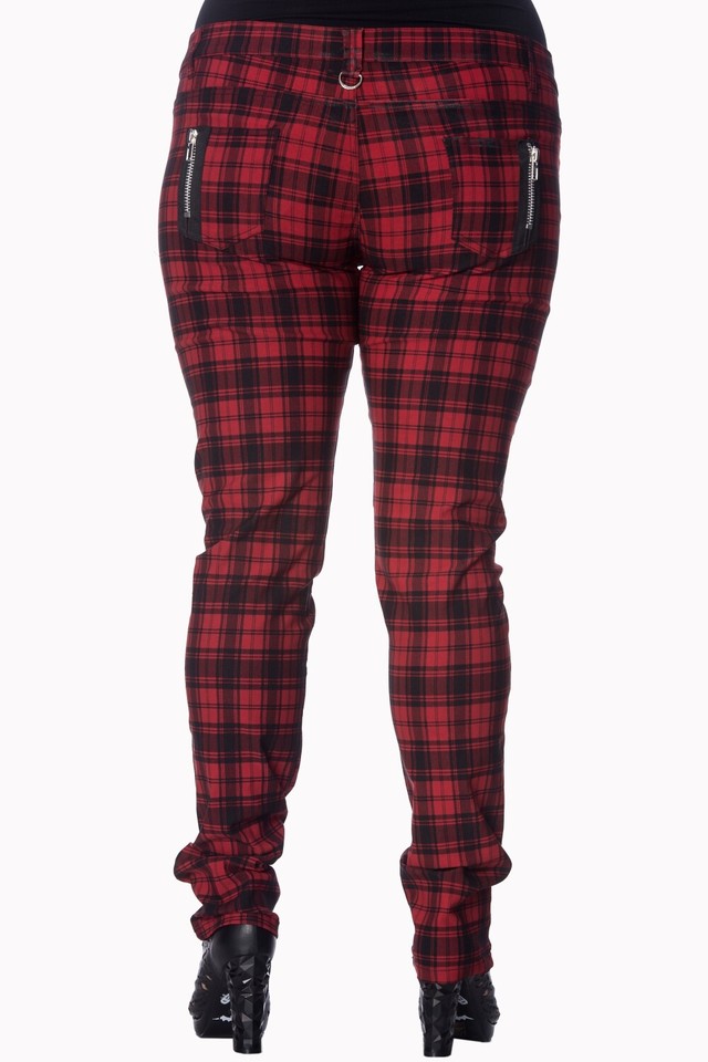 Hell Bunny STORM SKINNY Retro TARTAN Karo Check Stretchy HOSE