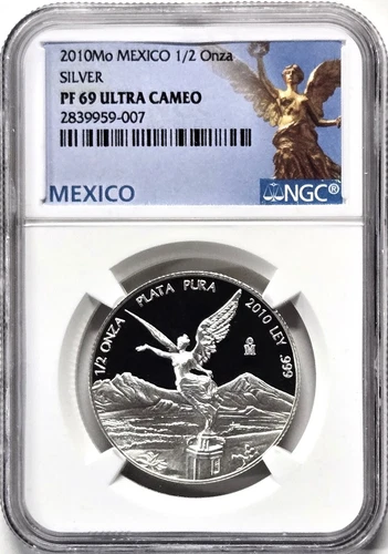 2010 Mexico Libertad 1/2 oz. Silver Coin - NGC PF69 Ultra Cameo
