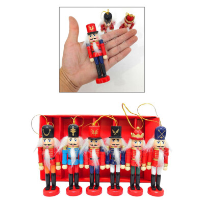 6 Stück 12,5 cm Nussknacker Christbaumschmuck hängend Anhänger Ornamente
