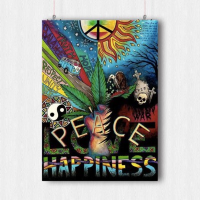 TRIPPY PEACE HIPPIE POSTER PSYCHEDELIC LIFE WALL ART PRINT IMAGE- A3 A4 ...