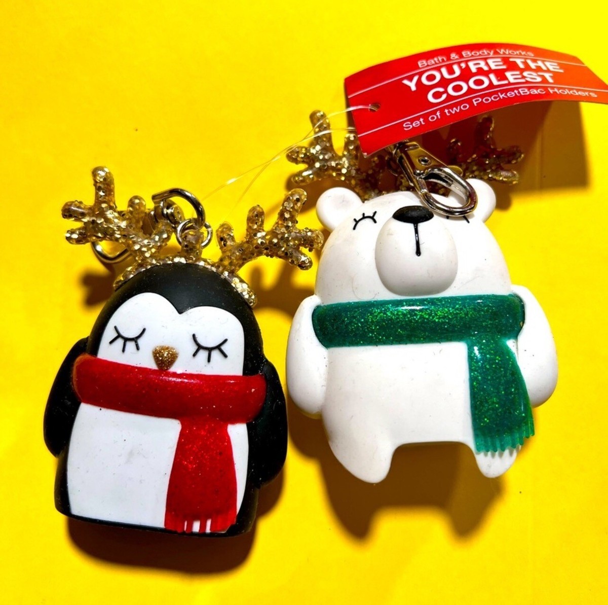 Bath Body Works Christmas PENGUIN BEAR PocketBac Hand Sanitizer