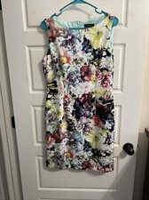 Tahari ASL Levine Womens Multicolor Floral  Dress Size 8 Career