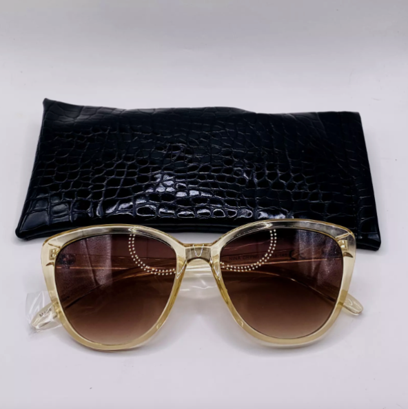 RACHEL ZOE Nina CatEye Classic Sunglasses Nude Crystal Brown