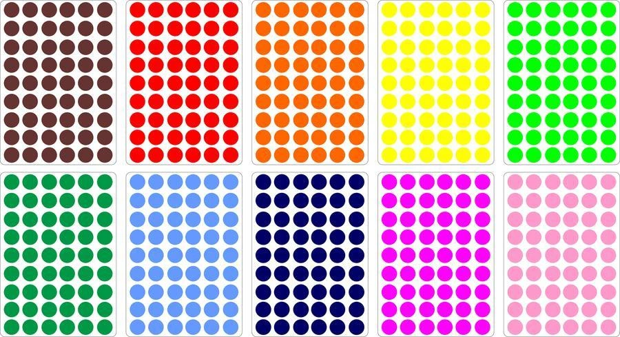 Lot gommettes autocollantes 540 rondes mix couleurs 1cm carte scrapbooking