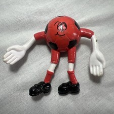 Vintage Bendy Toy Soccer Ball Football Red Black 6cm