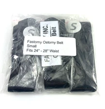 3 Pack Fastomy non-slip Small Black Ostomy Belts FITS 24"-28"