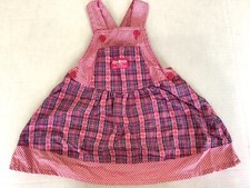 Vtg USA Oshkosh Genuine Article Vestbak Jumper Dress Pink 3T Check Stripe Rare