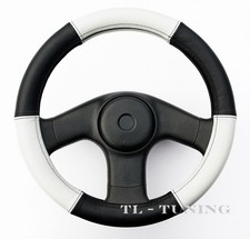 Lenkradbezug Echtes Leder WEISS-SCHWARZ Lenkradhülle, Lenkradschoner / Ø 35 - 37