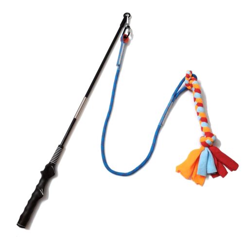Interactive Flirt Pole Toy for Dogs Chase and Tug of War,Durable Teaser Wand ... - Picture 1 of 6