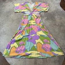 Show Me Your Mumu Dress Womens Large Multicolor Dana Maxi Cut Out V Neck