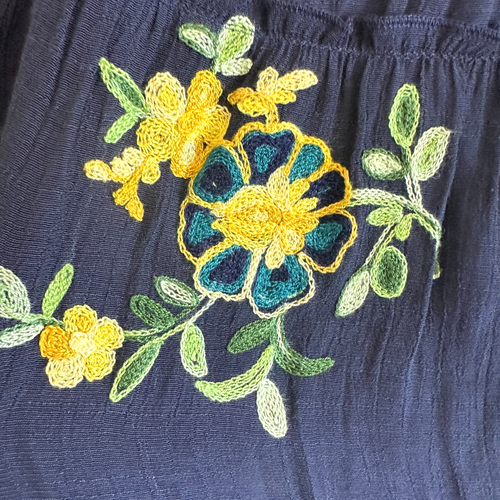 Fig & Flower Petite Size PXL Green Floral Embroidered Smocked Waist Maxi Dress - Picture 13 of 24
