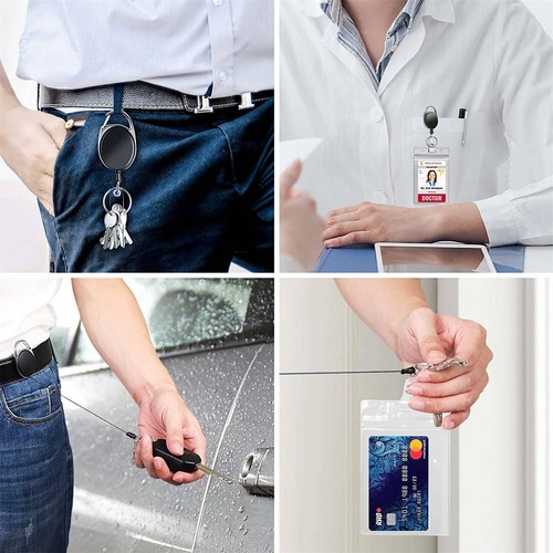 UP 9X Retractable Badge Holder Reel ID Card Business Security Pull Key Tag Clip - Picture 8 of 15
