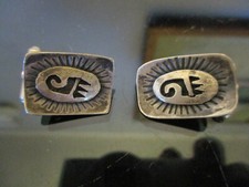 Pair Old Pawn Estate Southwest Sterling Silver Overlay Bear Paw Cuffinks!