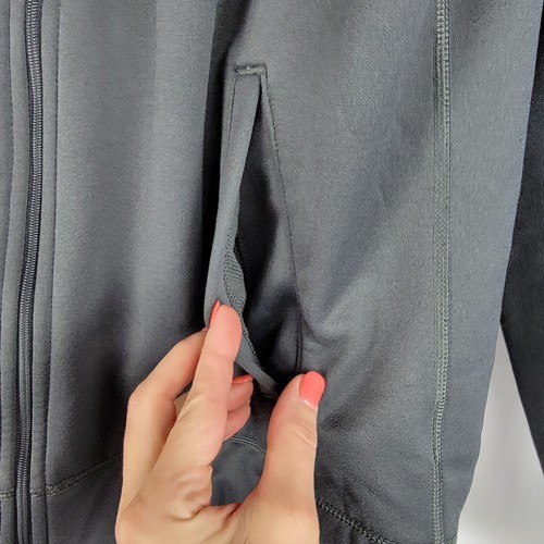 THE NORTH FACE Mens Sun Rise Full Zip Jacket Size Medium Gray Blue Hooded Fleece - Picture 11 of 16