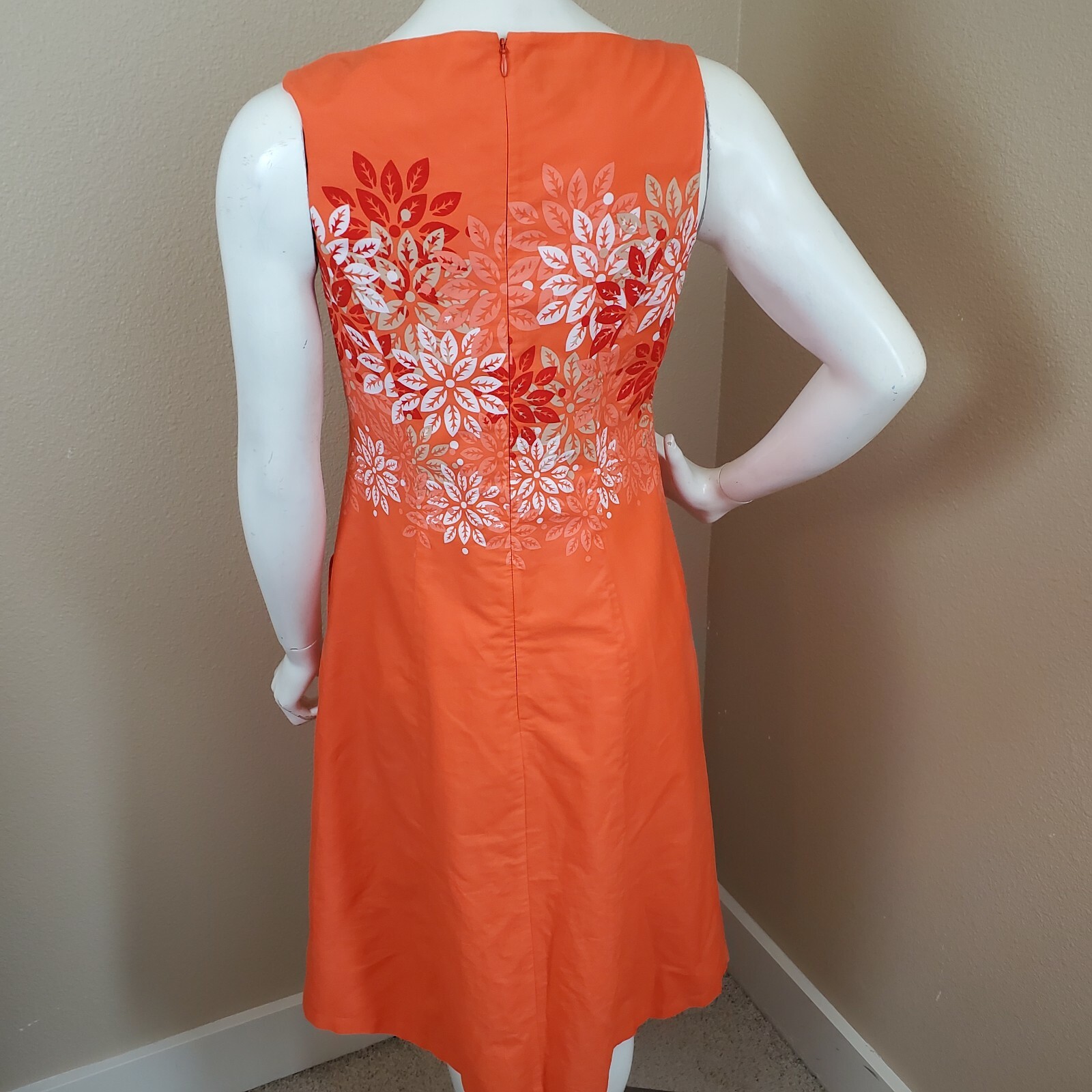PENDLETON Orange Floral Lined Cotton Sleeveless D… - image 6