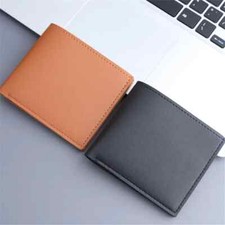 Mens Bi-Fold Synthetic Leather Vegan free Wallet Black/Coffee