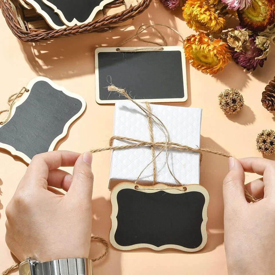 30x Handmade Home Craft Hanging Memo Chalkboard Blackboard Message Board Tag - Image 3 of 4