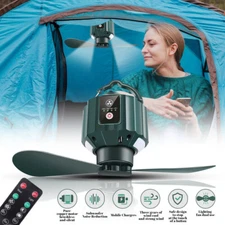 10400mAh Tent Ceiling Fans for Camping,with Light and Remote Control USB Battery