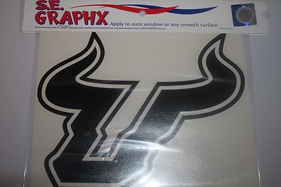 USF BULLS LOGO CAR & WINDOW DECAL, BLACK 10 X 12 UNIVERSITY OF SOUTH FLORIDA