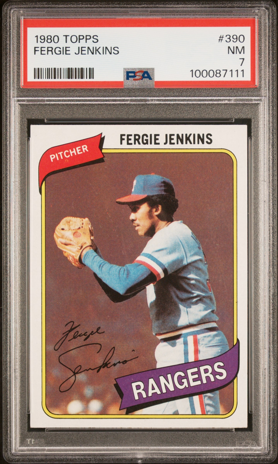 1980 TOPPS #390 FERGIE JENKINS PSA 7